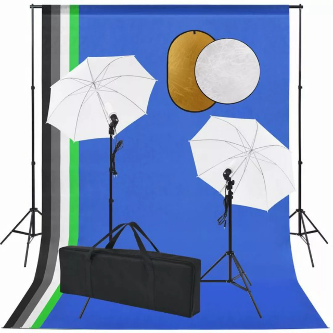 vidaXL Fotohintergrund Fotostudio Set mit Lampen Schirmen Hintergrund Refle günstig online kaufen