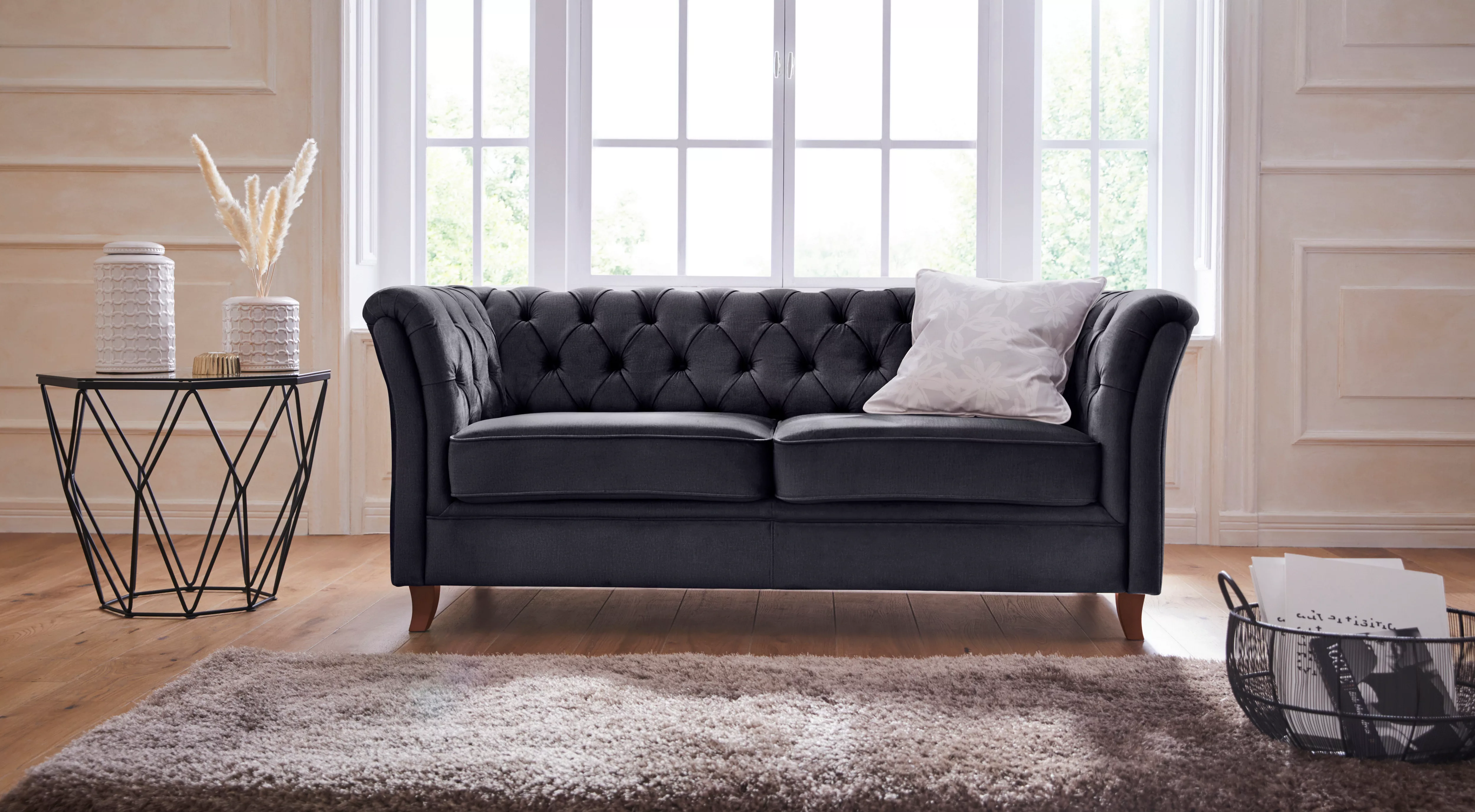 Home affaire Chesterfield-Sofa "Reims", mit echter Chesterfield-Knopfheftun günstig online kaufen