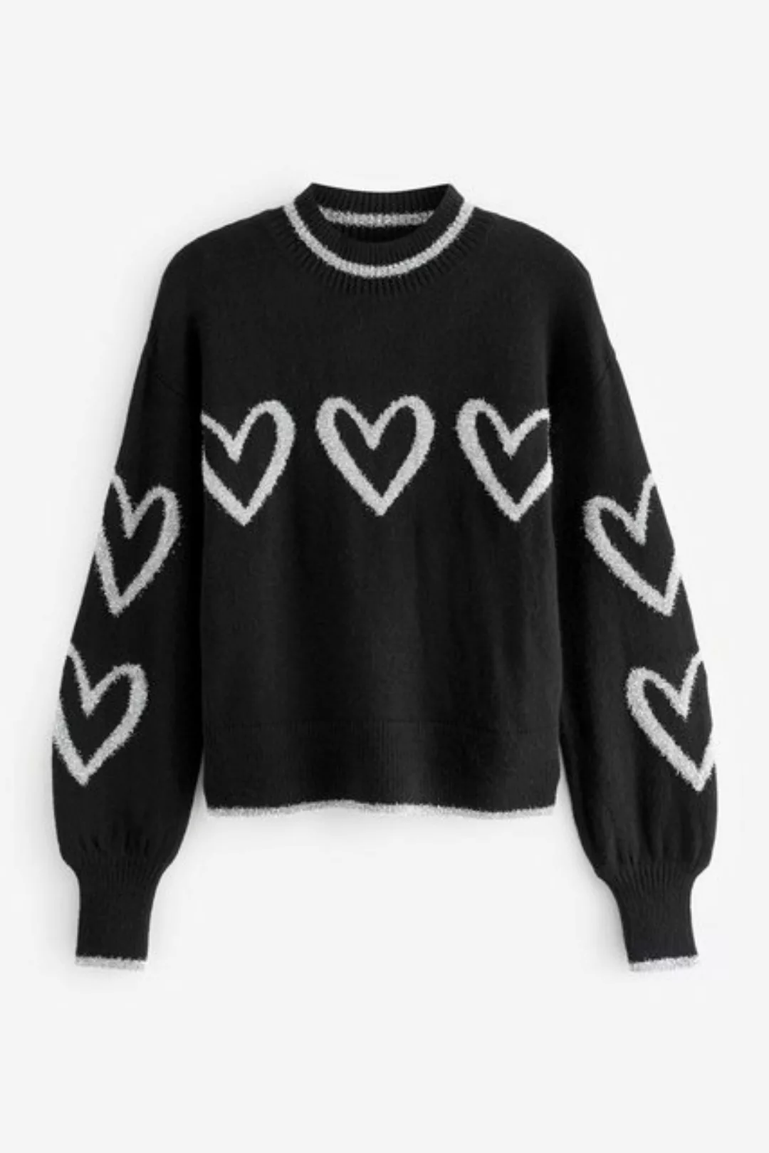 Next Rundhalspullover Pullover mit Herz und Glitzergarn (1-tlg) günstig online kaufen