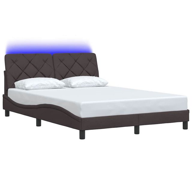 vidaXL Bett Bettgestell mit LED ohne Matratze Dunkelbraun 120x200 cm Stoff günstig online kaufen