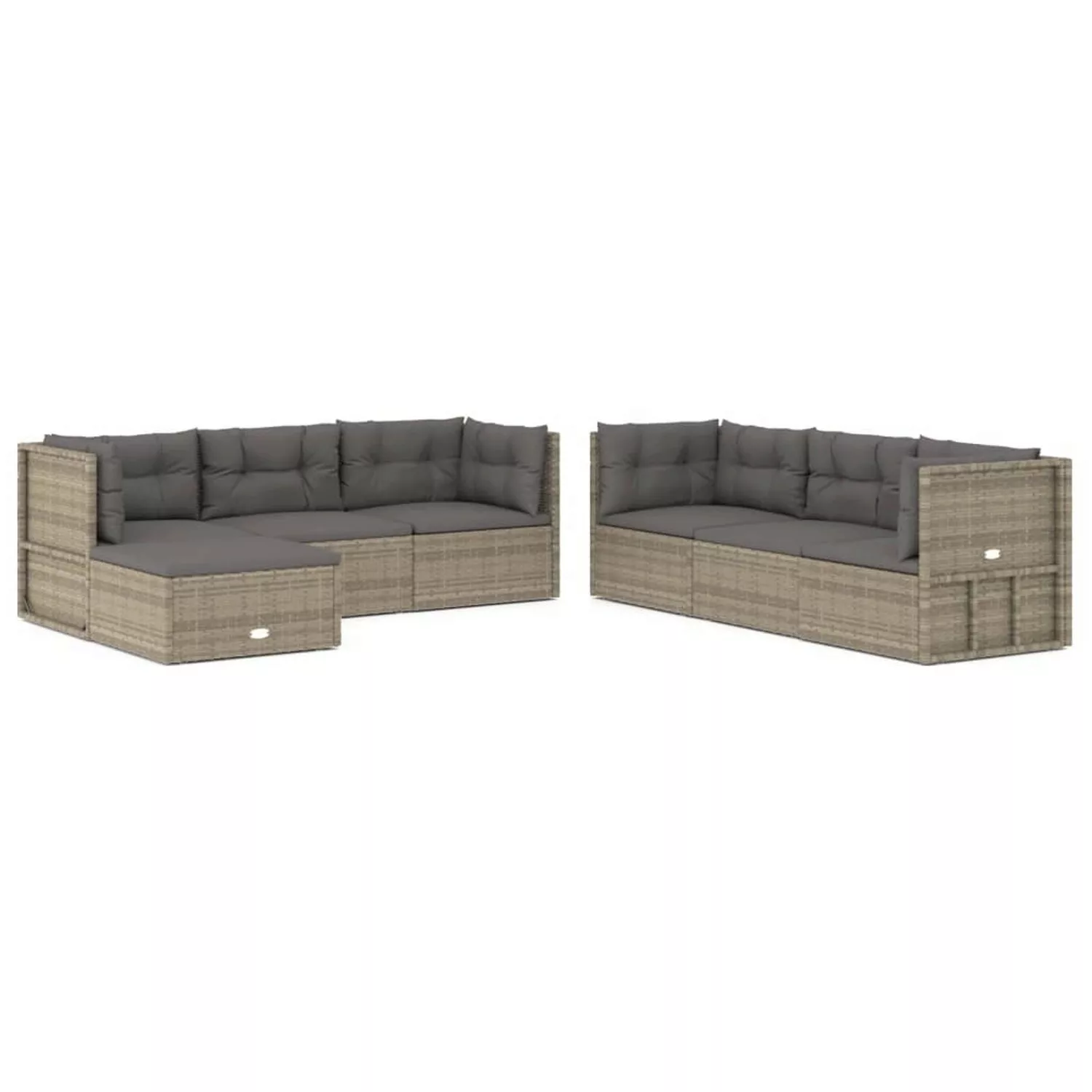 vidaXL 7-tlg Garten-Lounge-Set mit Kissen Grau Poly Rattan Modell 53 günstig online kaufen