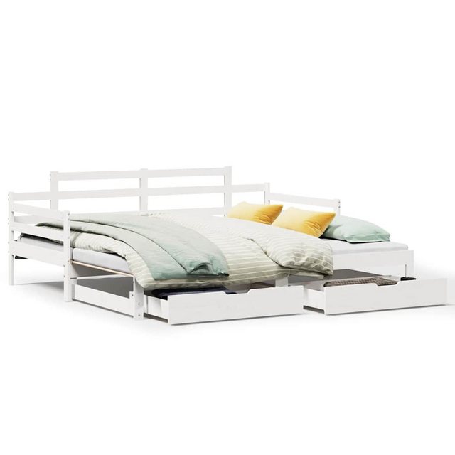 vidaXL Bett, Tagesbett Ausziehbar mit Schubladen ohne Matratze Weiß 90x200c günstig online kaufen