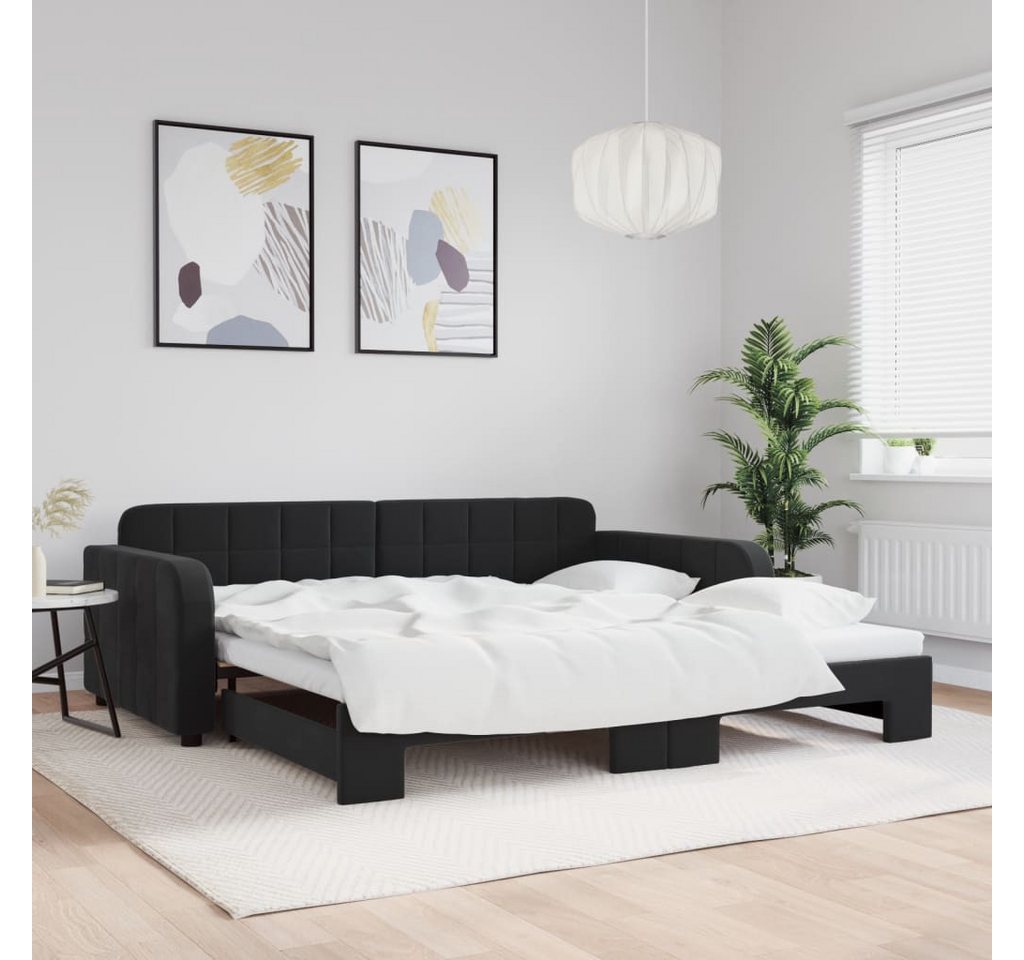 vidaXL Gästebett Gästebett Tagesbett Ausziehbar Schwarz 100x200 cm Samt Bet günstig online kaufen