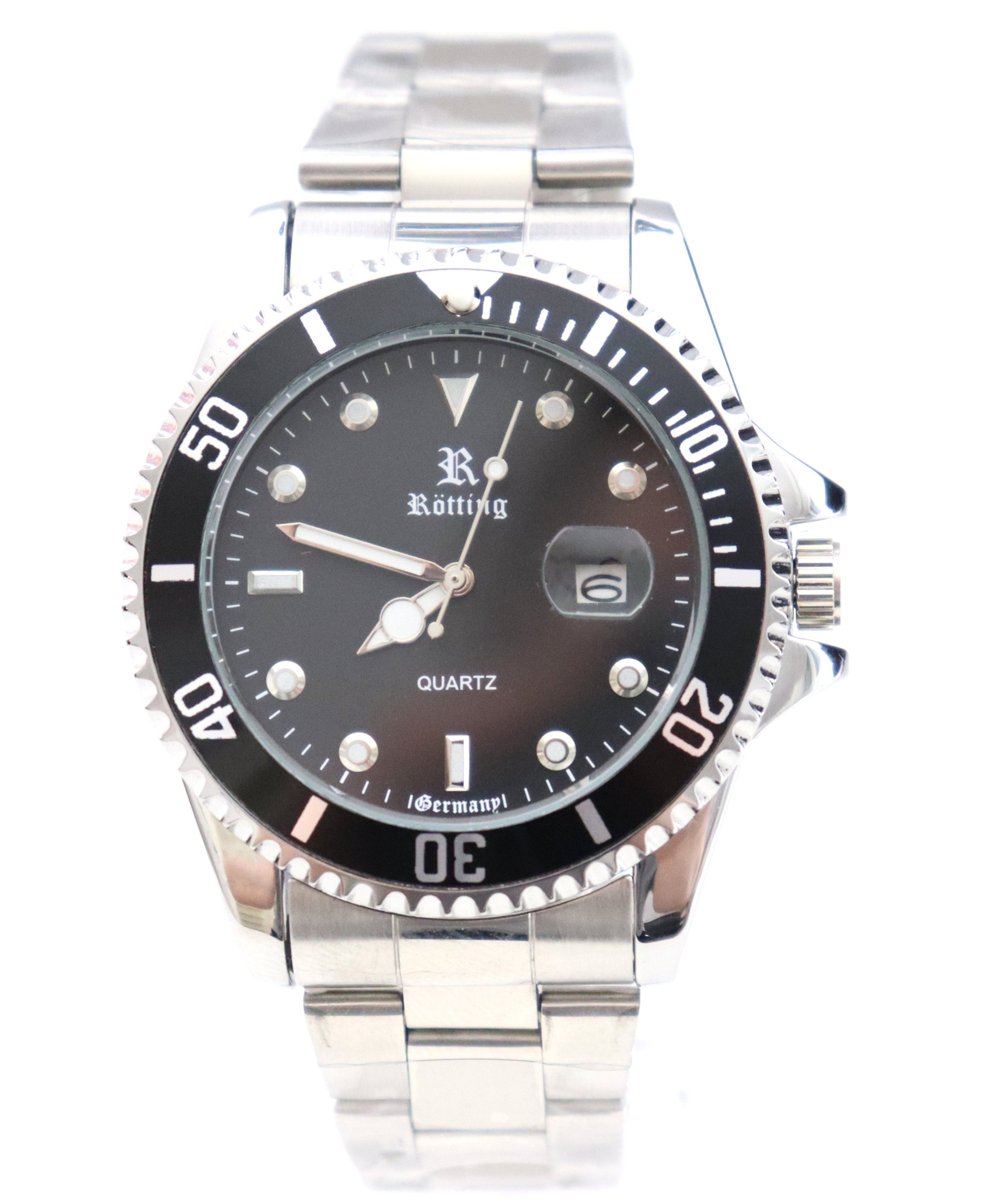 Rötting Design Quarzuhr Herrenuhr schwarze Lünette günstig online kaufen