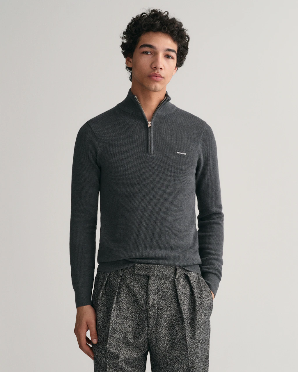 Gant Troyer COTTON PIQUE HALF ZIP mit Piqué-Struktur günstig online kaufen