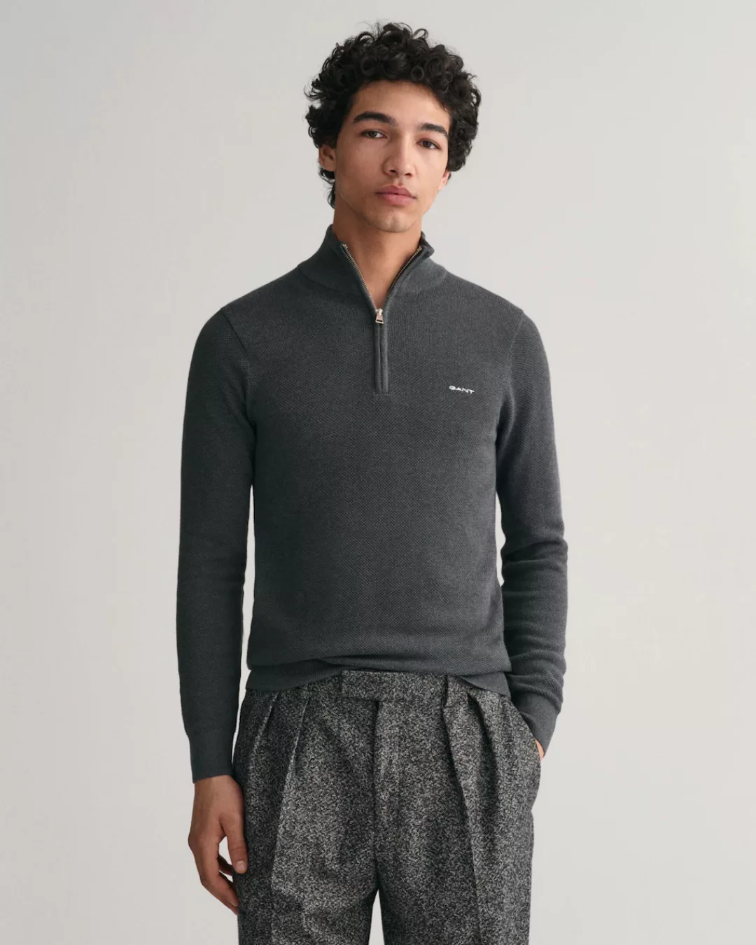 Gant Troyer COTTON PIQUE HALF ZIP mit Piqué-Struktur günstig online kaufen