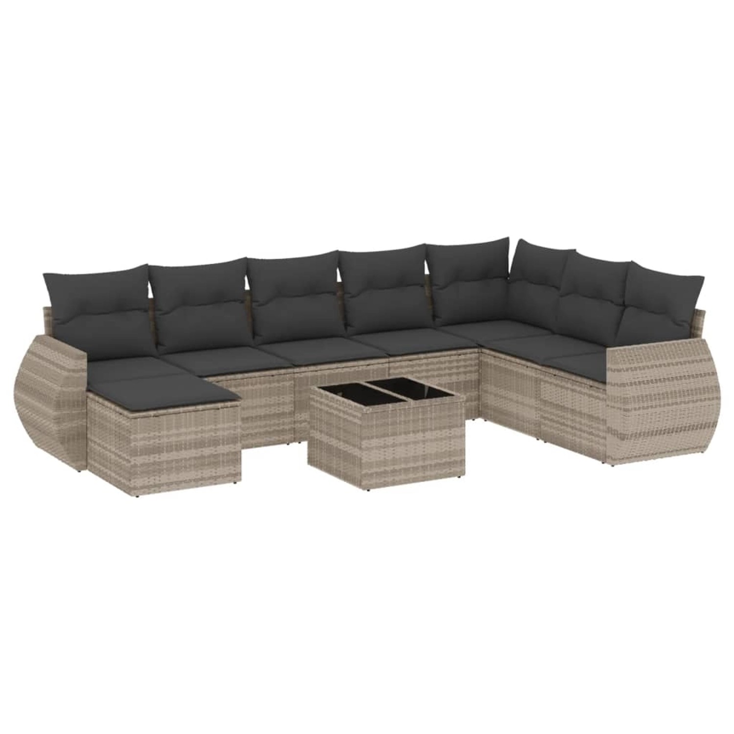 vidaXL 9-Tlg Garten-Sofagarnitur mit Kissen Hellgrau Poly Rattan 3254109 günstig online kaufen