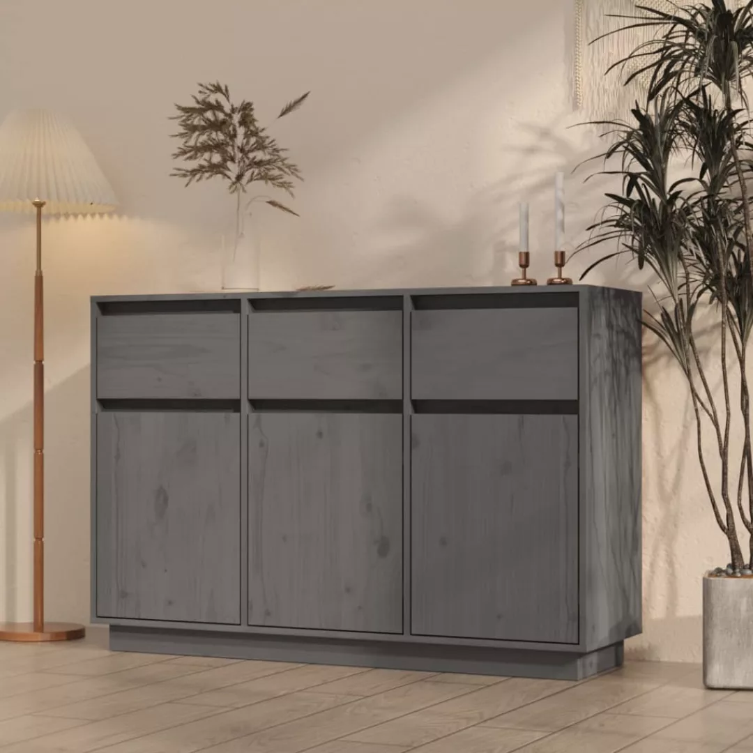 Vidaxl Sideboard Grau 110x34x75 Cm Massivholz Kiefer günstig online kaufen