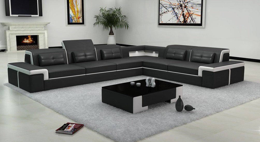 Xlmoebel Sofa Modernes Ledersofa Eckcouch Wohnlandschaft Eckgarnitur Design günstig online kaufen