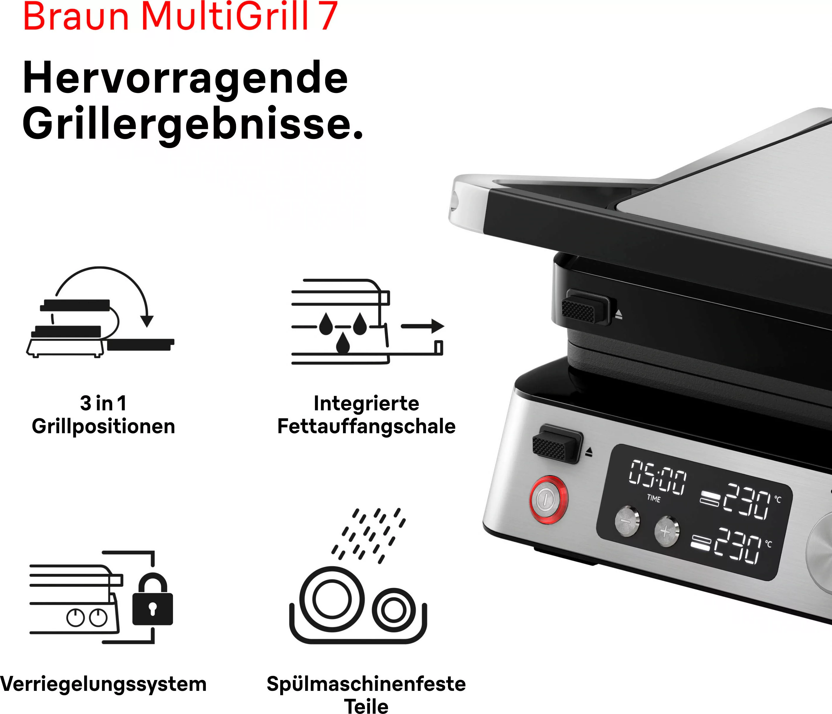 Braun Kontaktgrill »Multigrill 7 CG 7040 silber«, 2000 W günstig online kaufen