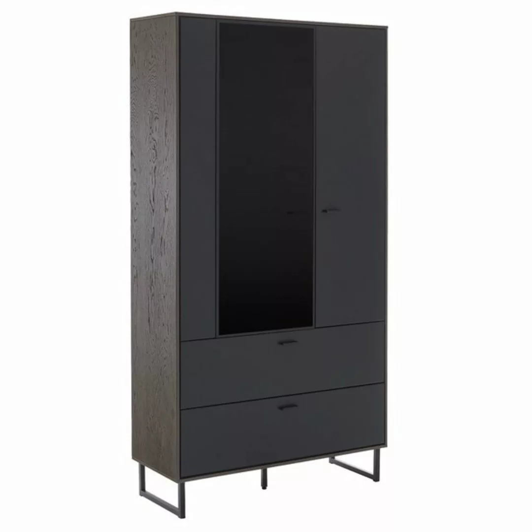 Lomadox Vitrine VARAZZE-05 Softblack mit Eiche Furnier, Softclose, 2 Tür, 2 günstig online kaufen