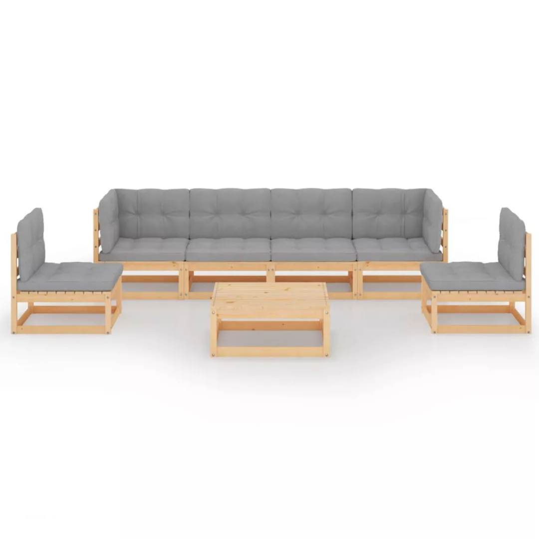 7-tlg. Garten-lounge-set Mit Kissen Kiefer Massivholz günstig online kaufen