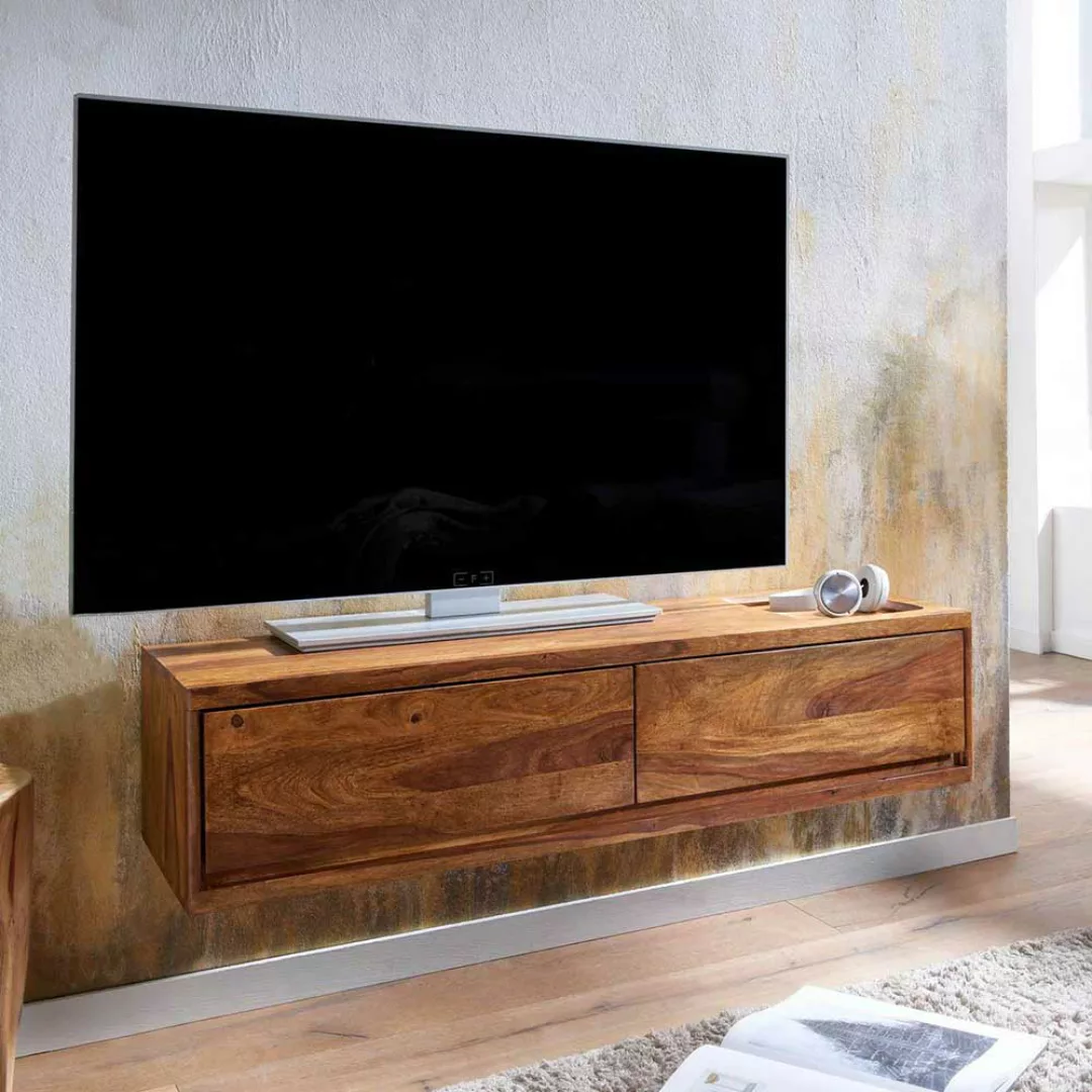 Modernes Fernsehlowboard aus Sheesham Massivholz Wandmontage günstig online kaufen