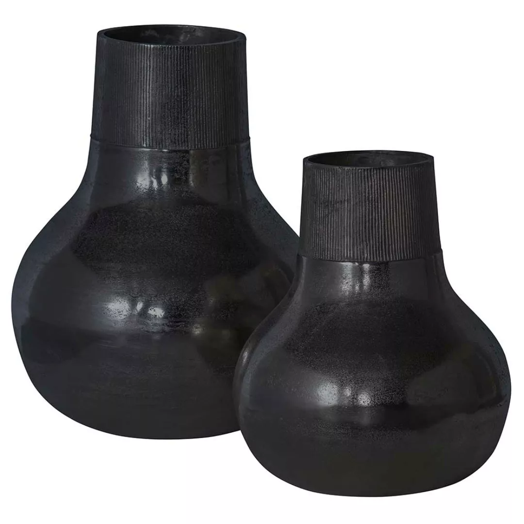 Moderne Metall Vasen in Schwarz Aluminium (2er Set) günstig online kaufen