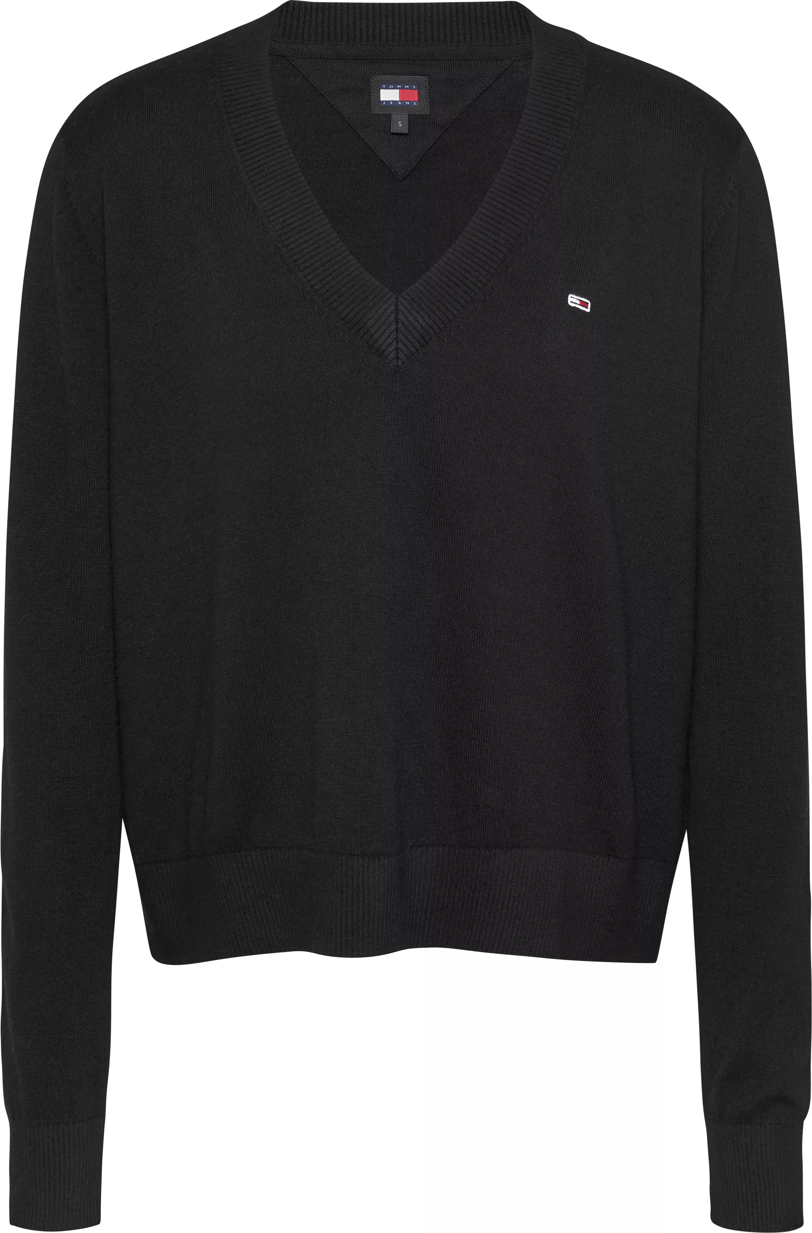 Tommy Jeans Strickpullover "TJW ESSENTIAL VNECK SWEATER EXT", mit Logostick günstig online kaufen