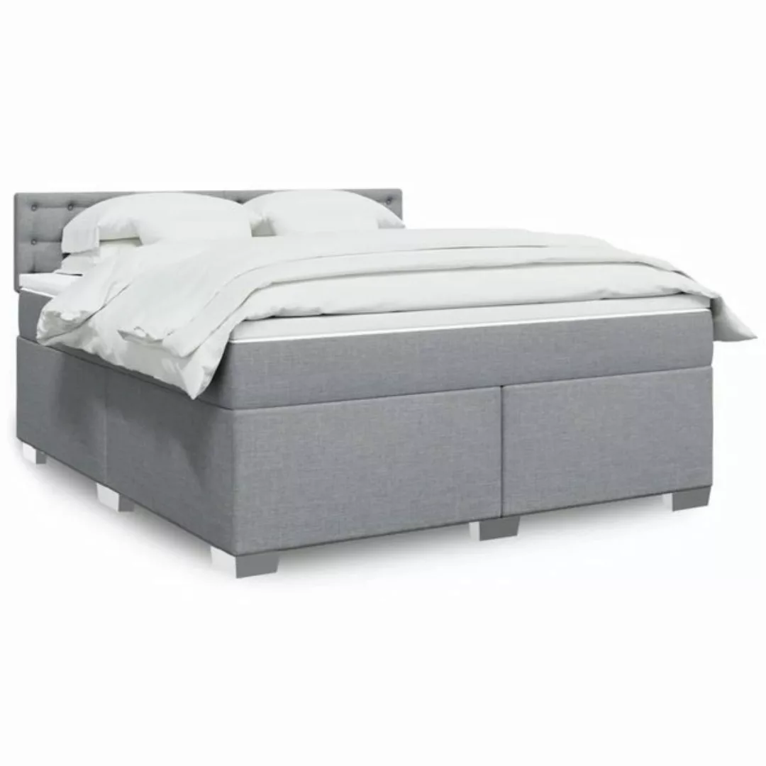 vidaXL Boxspringbett, Boxspringbett mit Matratze Hellgrau 180x200 cm Stoff günstig online kaufen