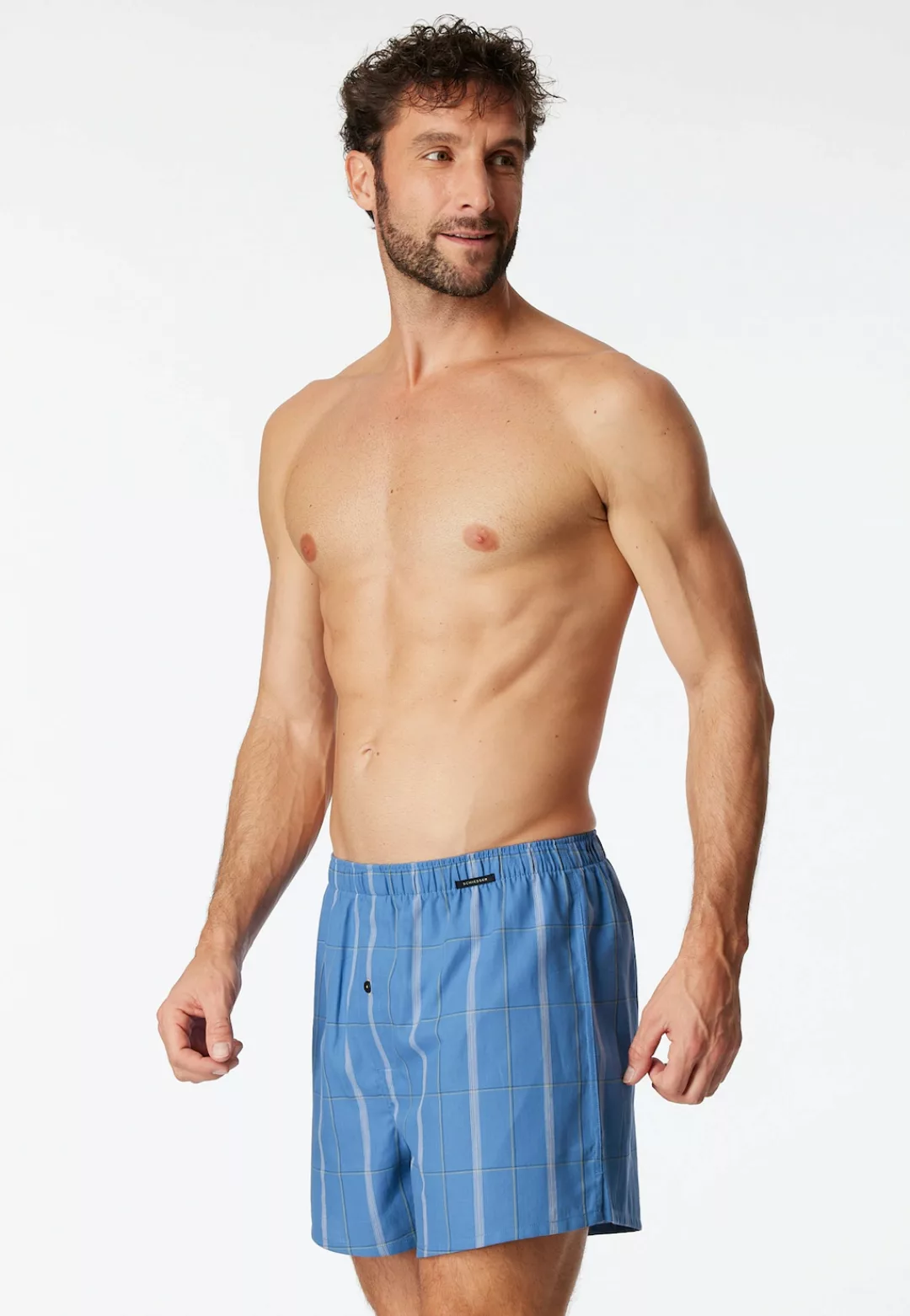 Schiesser 2-er Set Boxershorts Dunkelblau & Blau kariert günstig online kaufen