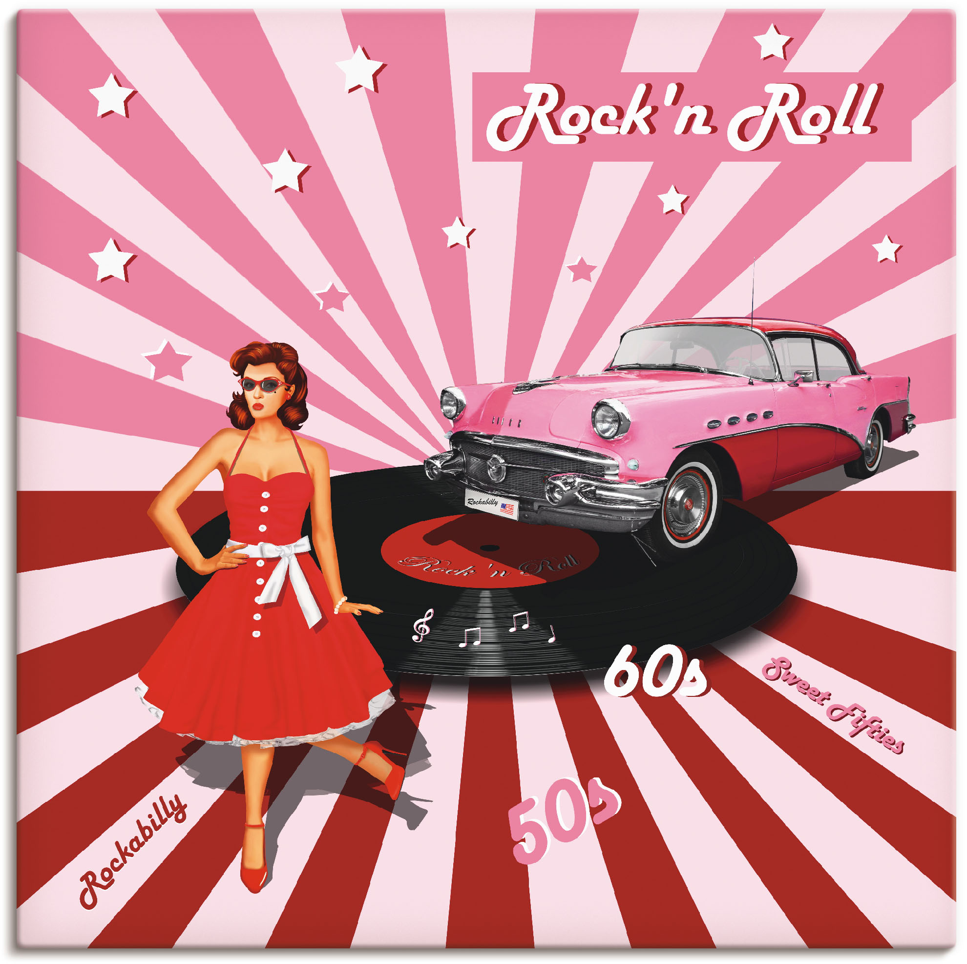 Artland Wandbild »Rock'n Roll die 50er Jahre«, Auto, (1 St.), als Alubild, günstig online kaufen