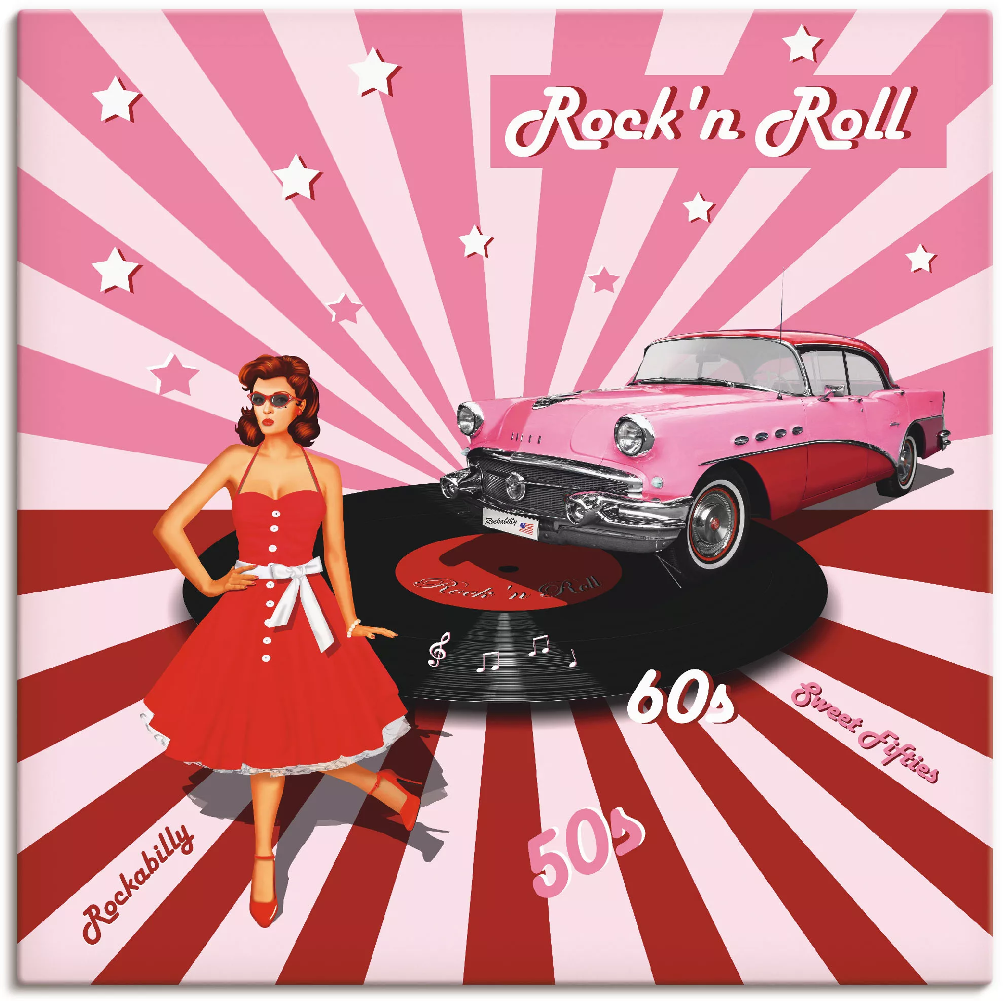 Artland Wandbild "Rockn Roll die 50er Jahre", Auto, (1 St.), als Alubild, O günstig online kaufen