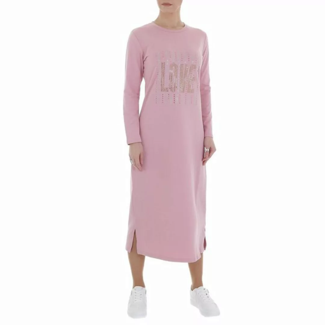 Ital-Design Bleistiftkleid Damen Freizeit Strass Stretch Maxikleid in Rosa günstig online kaufen