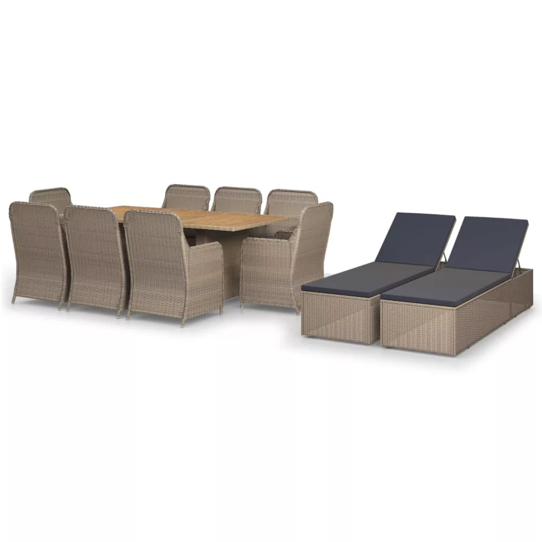 11-tlg. Garten-essgruppe Poly Rattan Braun günstig online kaufen