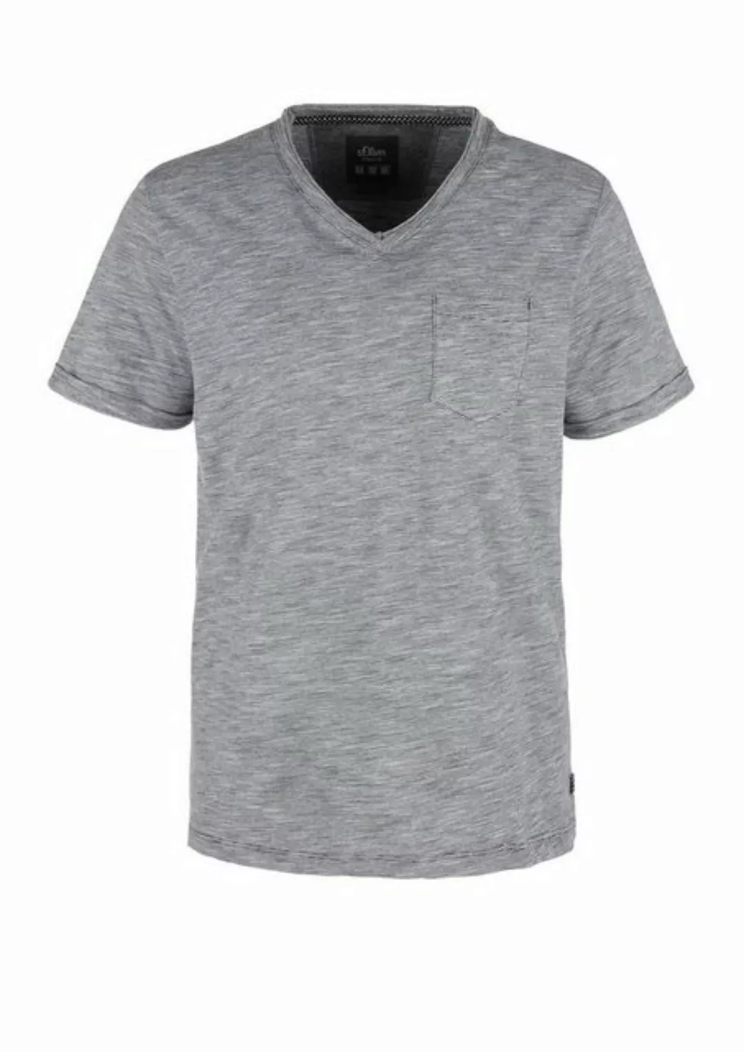 s.Oliver T-Shirt (1-tlg) mit V-Neck, fein gestreift, Ärmel mit Umschlag günstig online kaufen