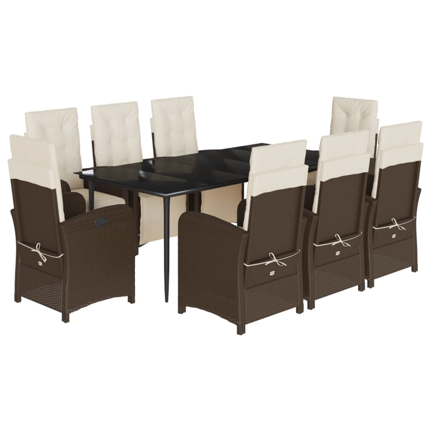 vidaXL 9-Tlg Garten-Essgruppe mit Kissen Braun Poly Rattan 3212548 günstig online kaufen