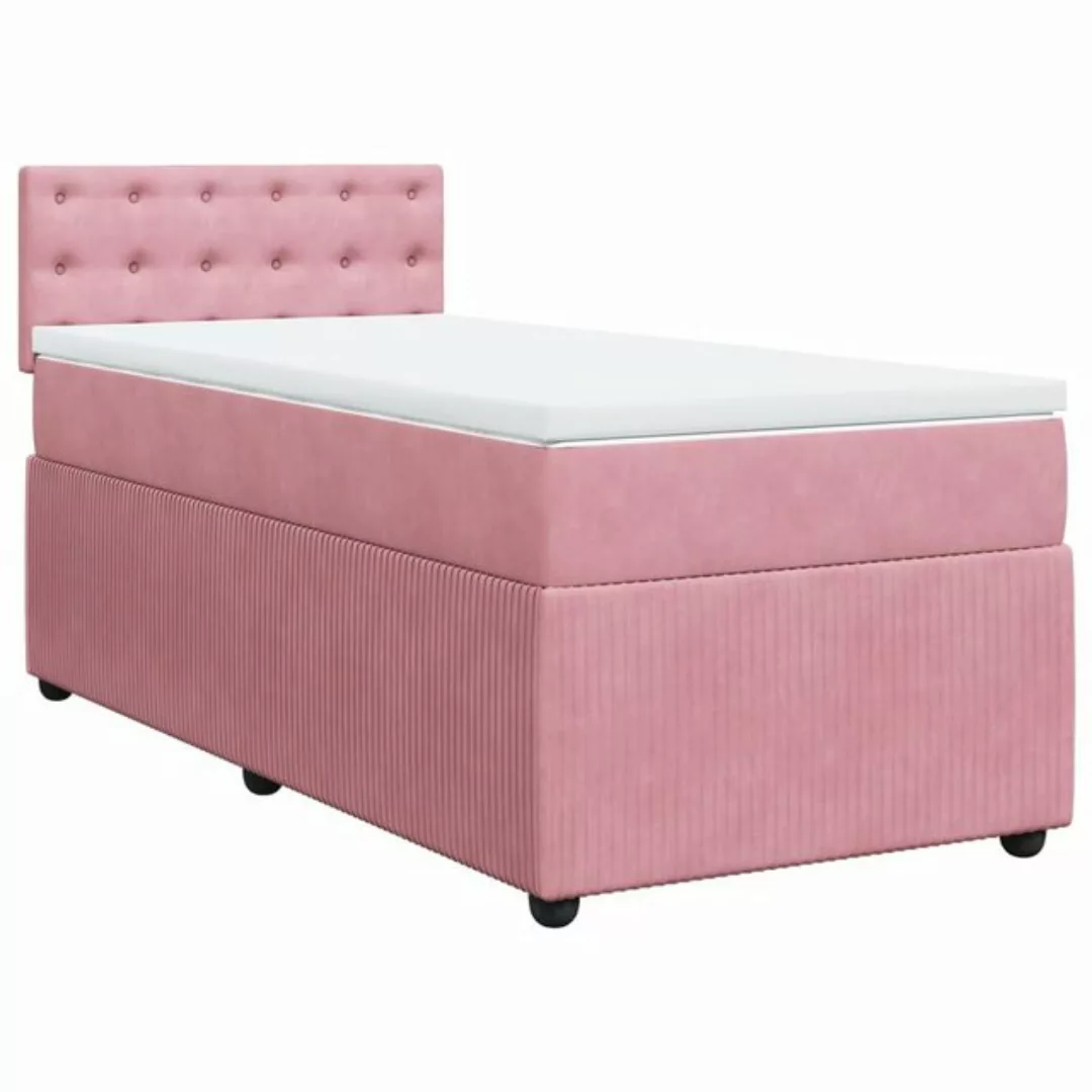 vidaXL Bett Boxspringbett mit Matratze Rosa 100x200 cm Samt günstig online kaufen