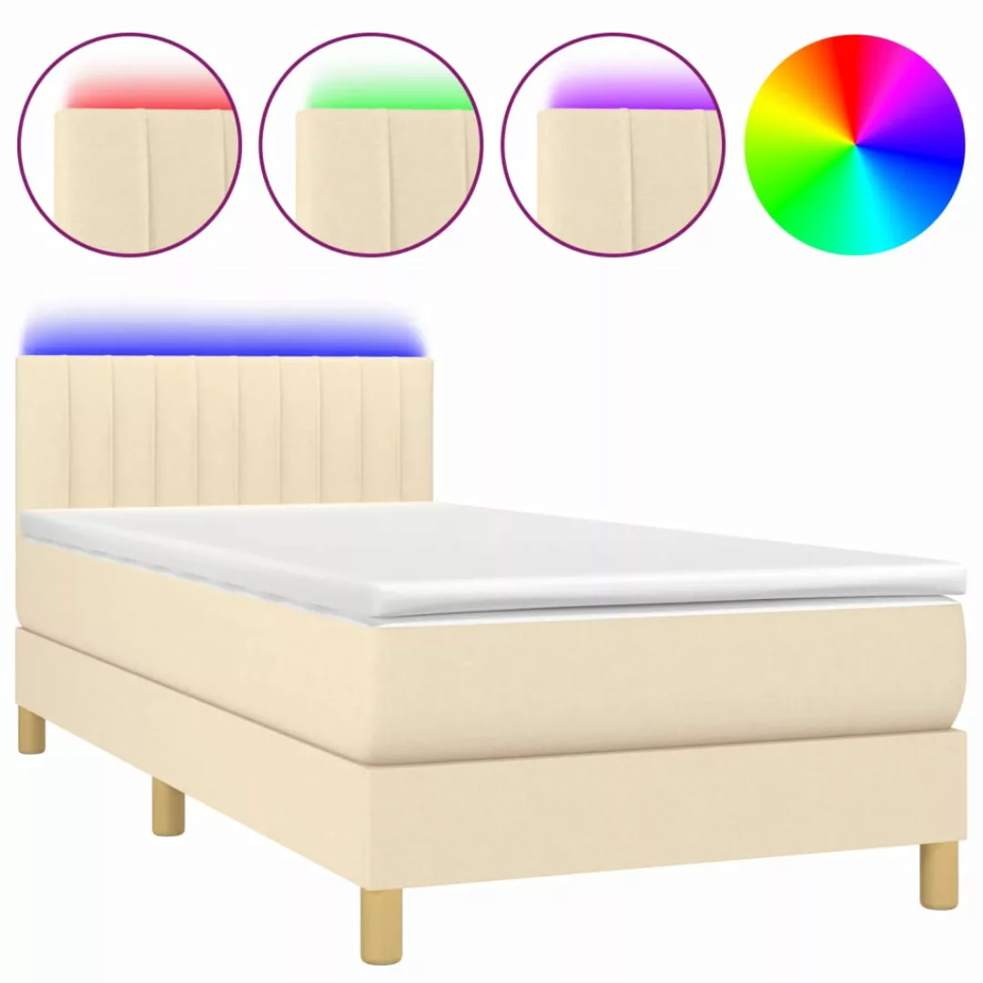 Vidaxl Boxspringbett Mit Matratze & Led Creme 80x200 Cm Stoff günstig online kaufen