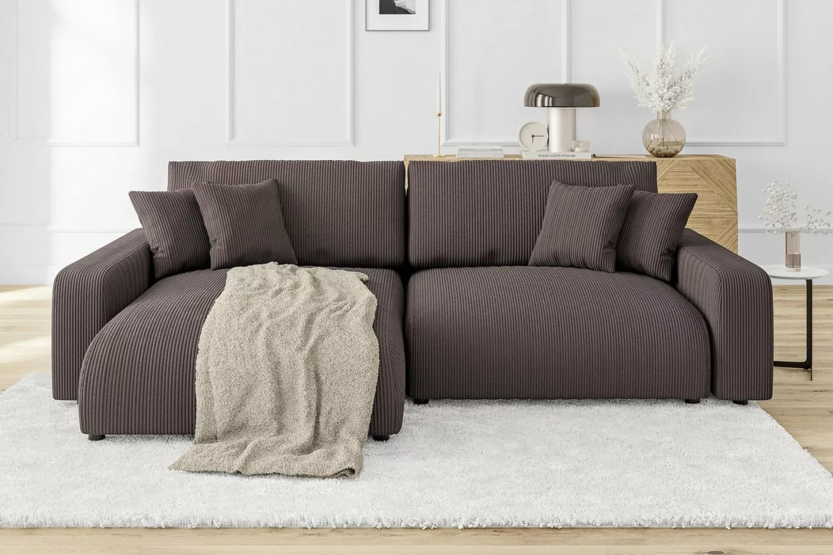 S-Style Möbel Ecksofa Gertrud mit Bettfunktion in Cord-Stoff schöner Sitzko günstig online kaufen