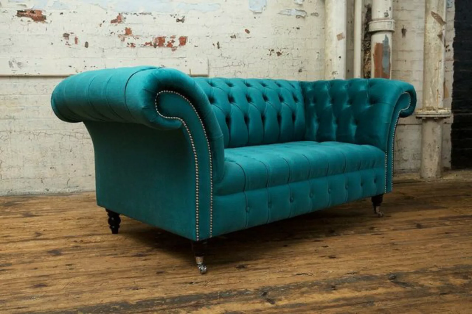 JVmoebel Chesterfield-Sofa, Chesterfield Samt Sofa Couch Polster 2 Sitzer P günstig online kaufen