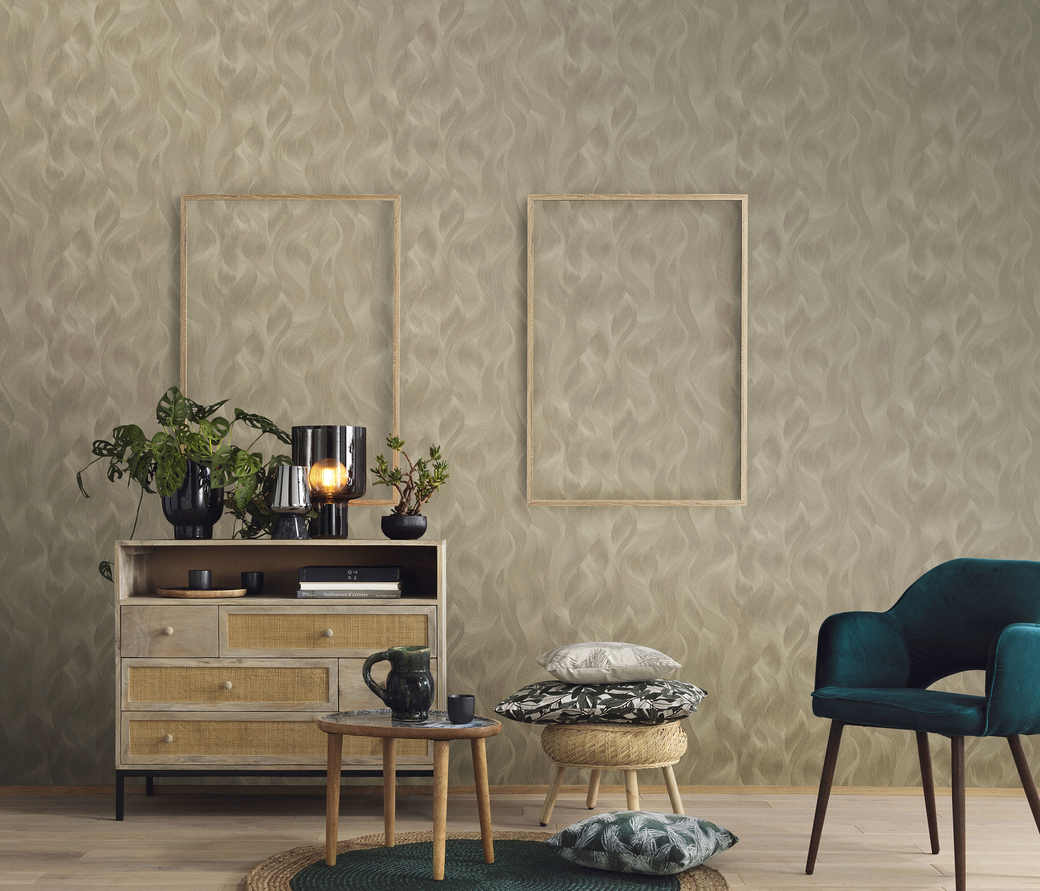 Bricoflor Gold Braune Tapete Elegant Vlies Mustertapete mit Metallic Effekt günstig online kaufen