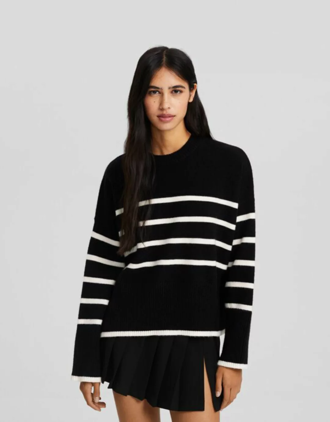 Bershka Pullover Mit Rundausschnitt Damen M Schwarz günstig online kaufen