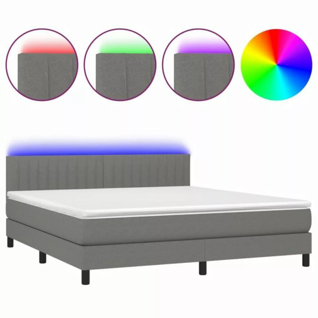 vidaXL Boxspringbett Boxspringbett mit Matratze LED Dunkelgrau 160x200 cm S günstig online kaufen