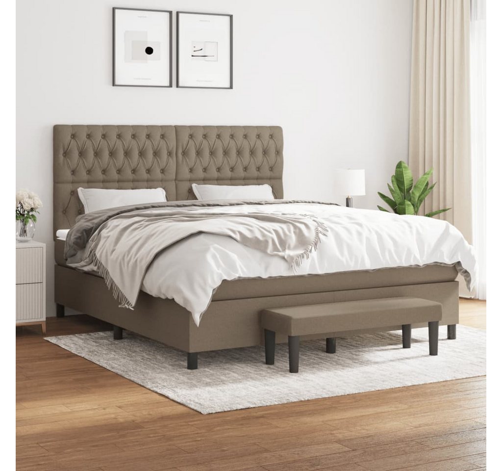 vidaXL Boxspringbett Boxspringbett mit Matratze Taupe 180x200 cm Stoff Bett günstig online kaufen