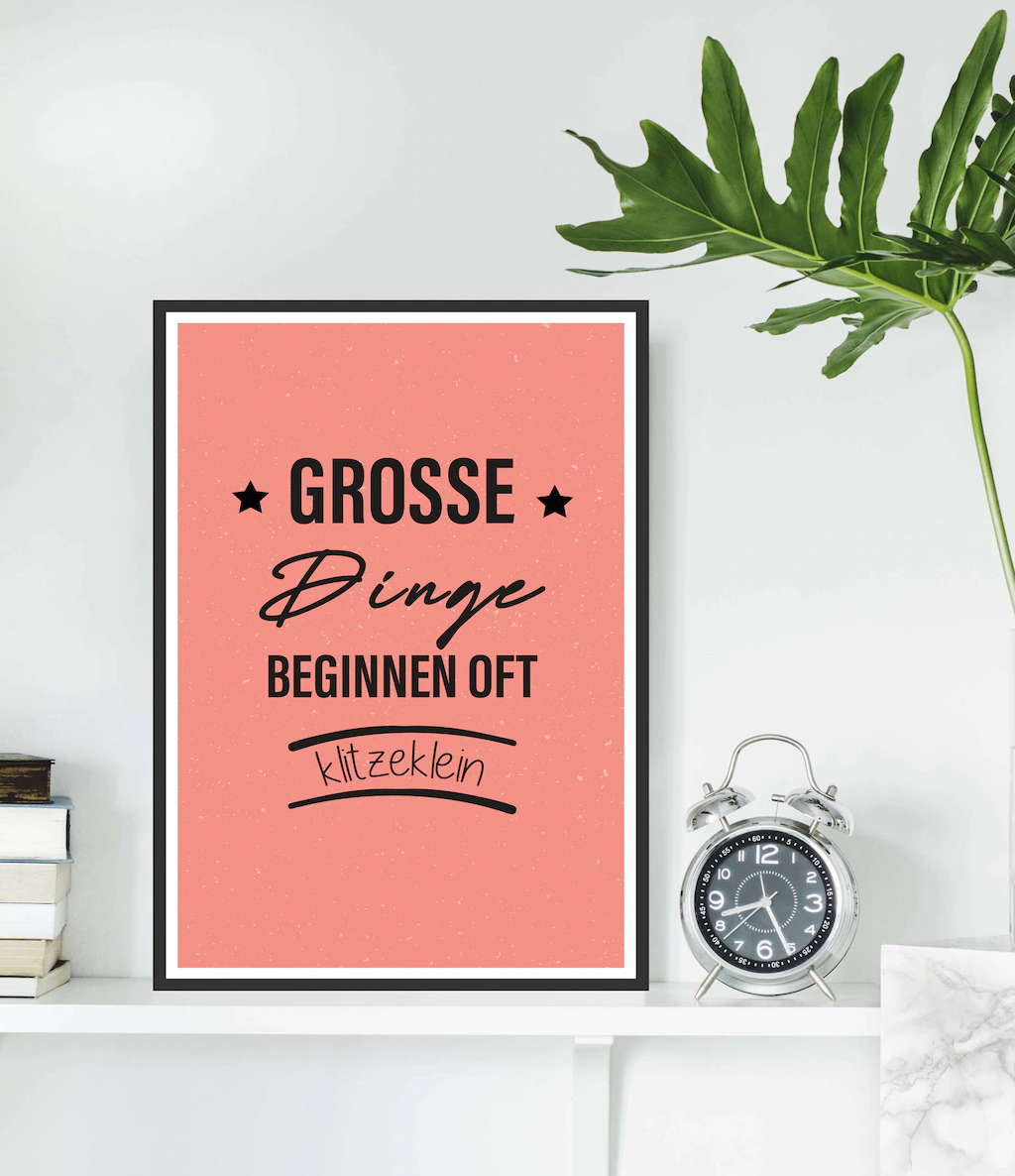queence Metallbild "Große Dinge", Sprüche-Schriftzug-Sprüche-Sprüche & Text günstig online kaufen