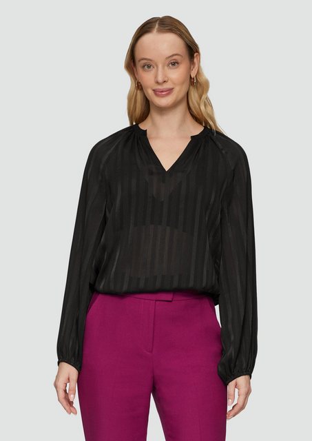 s.Oliver BLACK LABEL Langarmbluse Semitransparente Chiffon-Bluse mit Streif günstig online kaufen