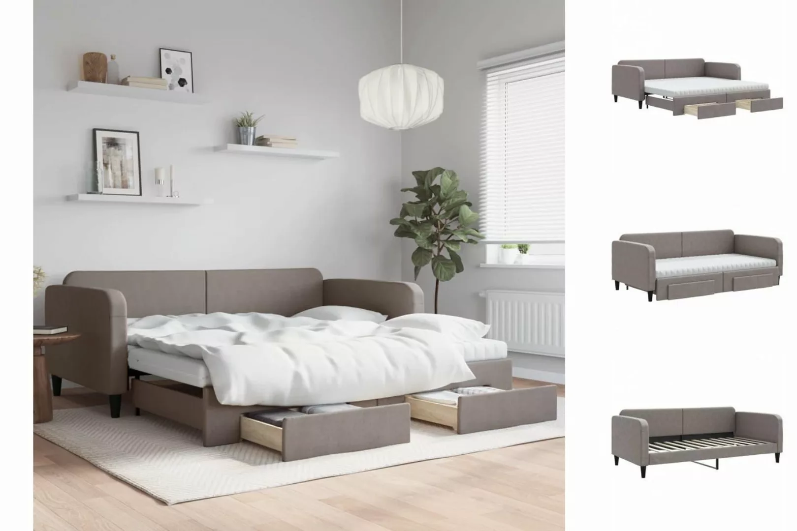 vidaXL Gästebett Gästebett Tagesbett Ausziehbar mit Schubladen Taupe 100x20 günstig online kaufen