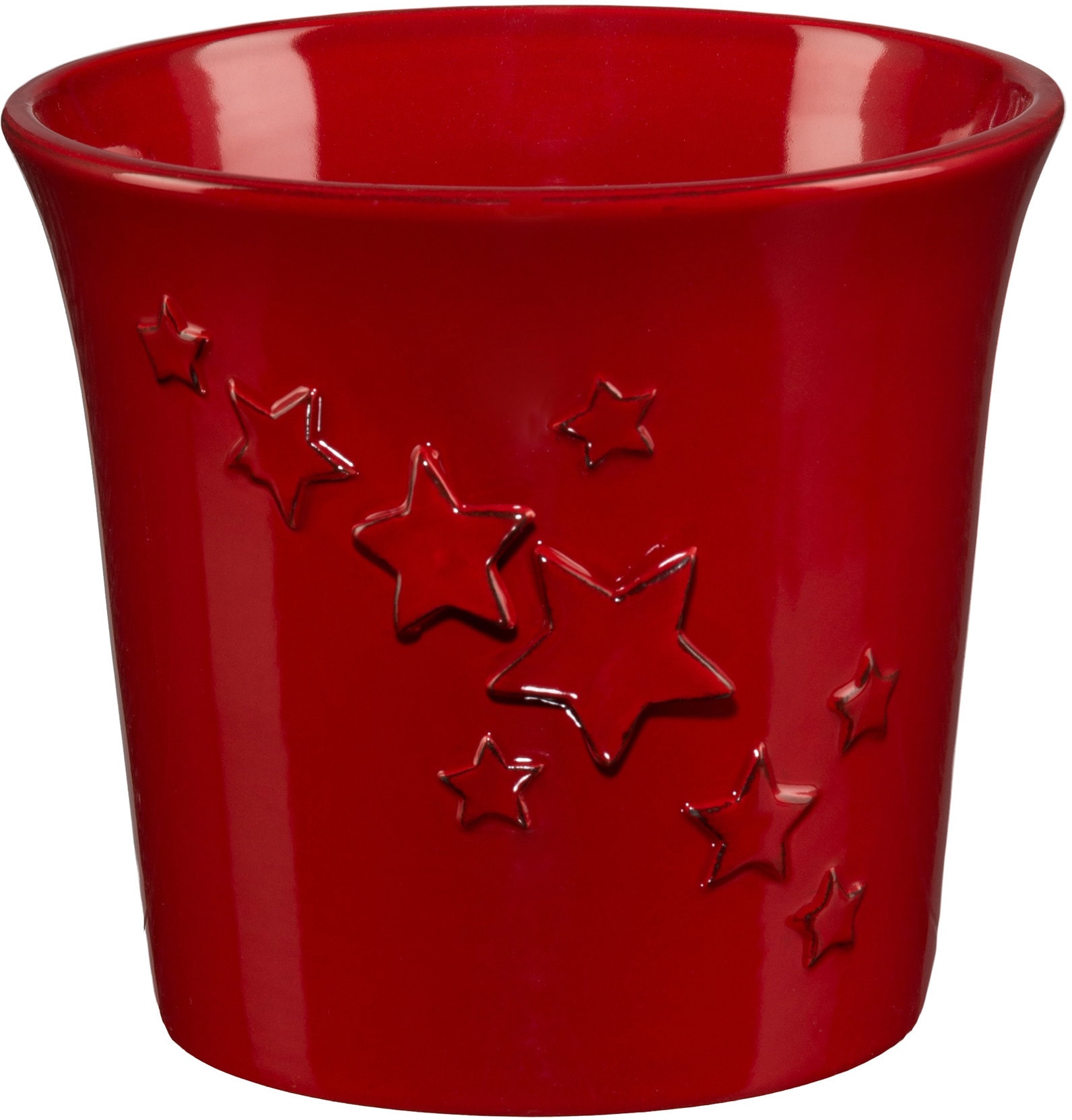 Creativ deco Übertopf »Weihnachtsdeko rot«, (2 St.), mit Sternen-Relief günstig online kaufen