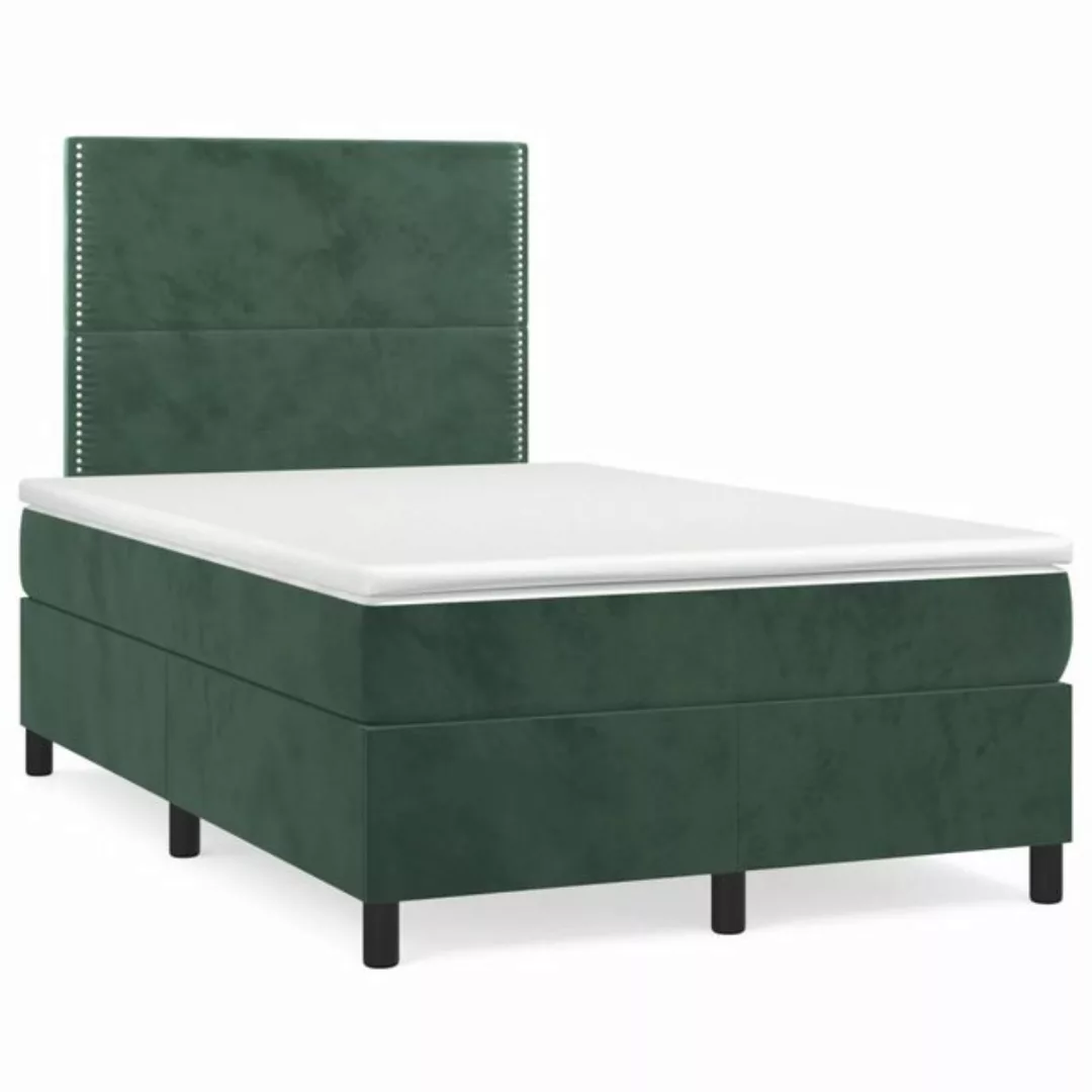 vidaXL Boxspringbett, Boxspringbett mit Matratze Dunkelgrün 120x200 cm Samt günstig online kaufen