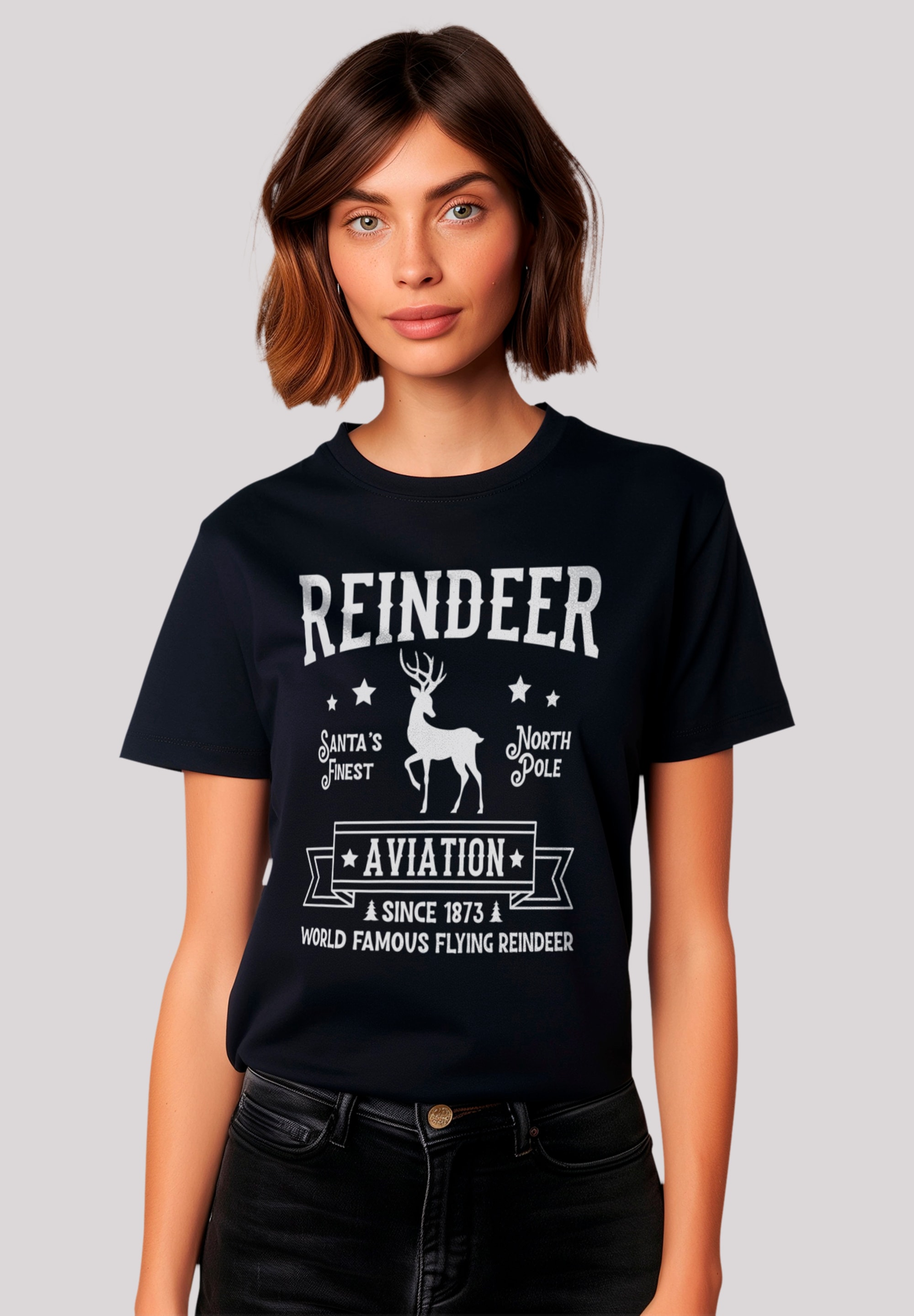 F4NT4STIC T-Shirt "Reindeer Aviation Retro Weihnachts Sign", Premium Qualit günstig online kaufen