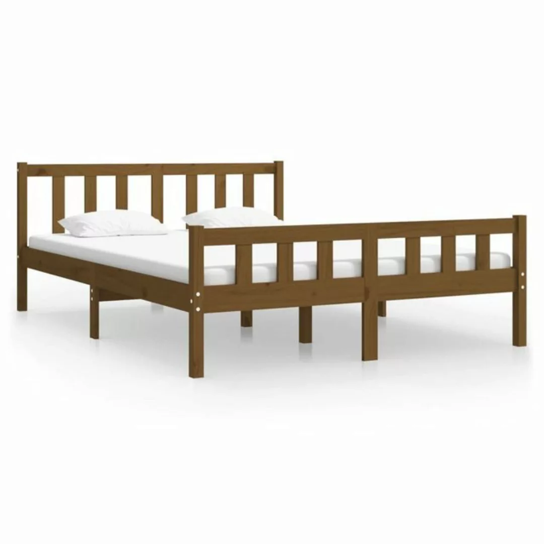 furnicato Bett Massivholzbett Honigbraun 135x190 cm günstig online kaufen