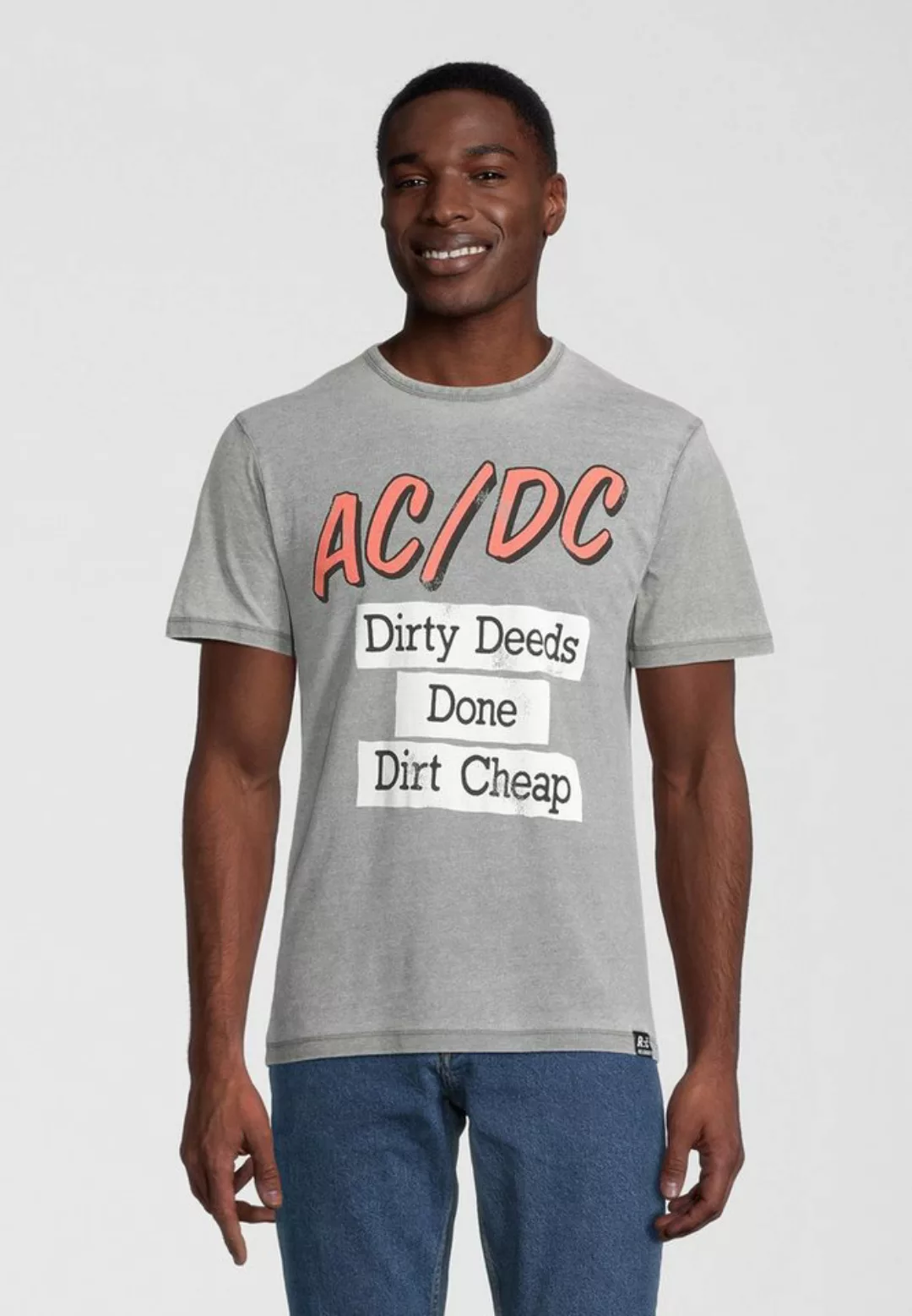 Recovered T-Shirt ACDC Dirty Deeds Done Cheap Light Grey GOTS zertifizierte günstig online kaufen