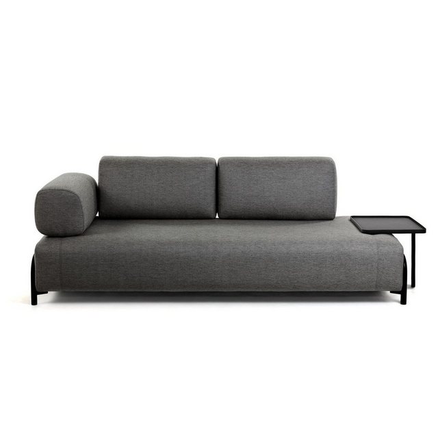Natur24 Sofa Sofa Compo 3-Sitzer dunkelgrau mit großem Tablett 252cm Couch günstig online kaufen