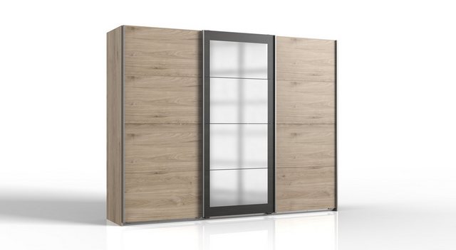 freiraum Schwebetürenschrank Minden in HICKORY OAK DEKOR / STEEL - 270x208x günstig online kaufen