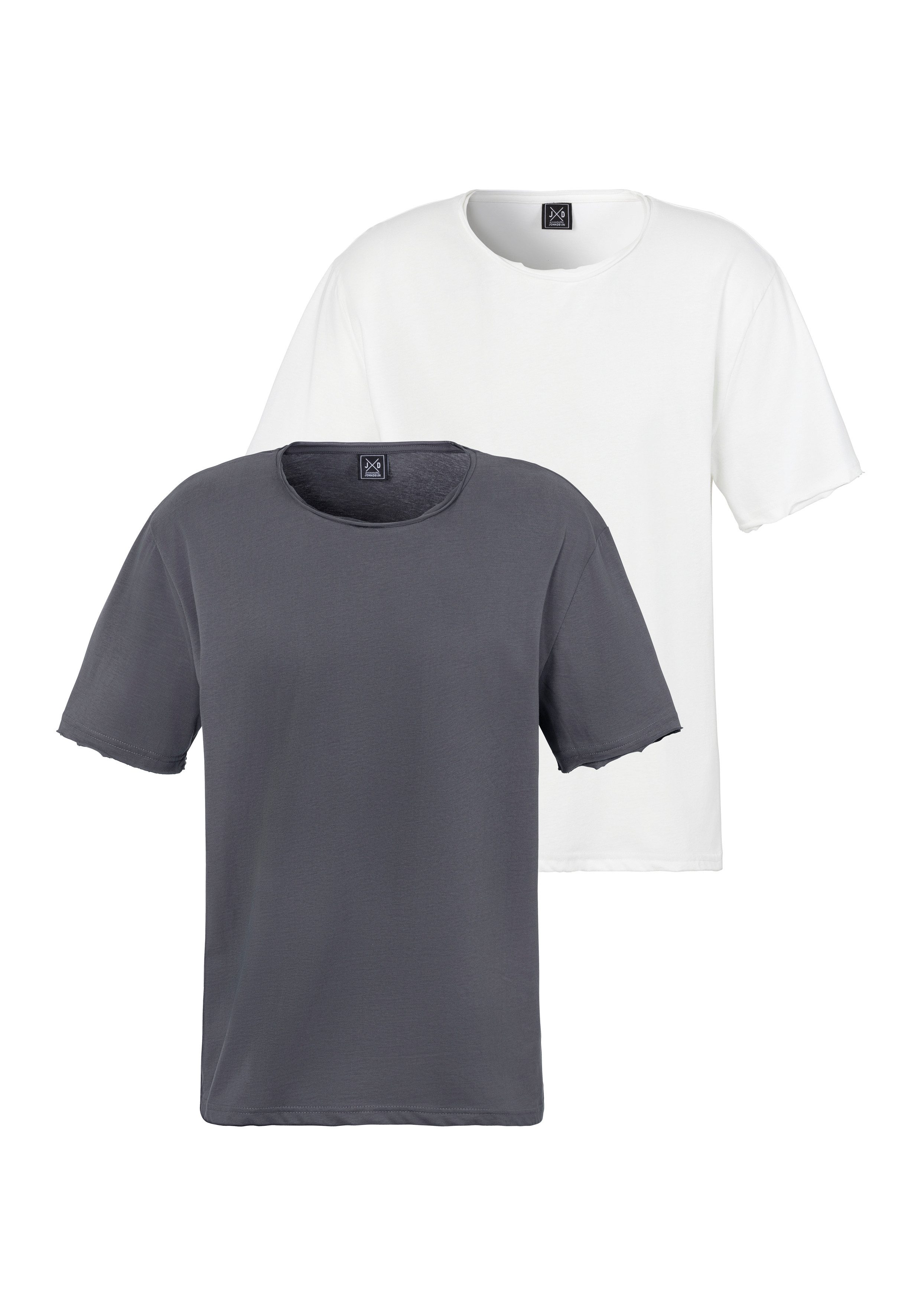 John Devin T-Shirt, (Packung, 2), Relaxed Fit, Kurzarm, Freizeitshirt mit R günstig online kaufen