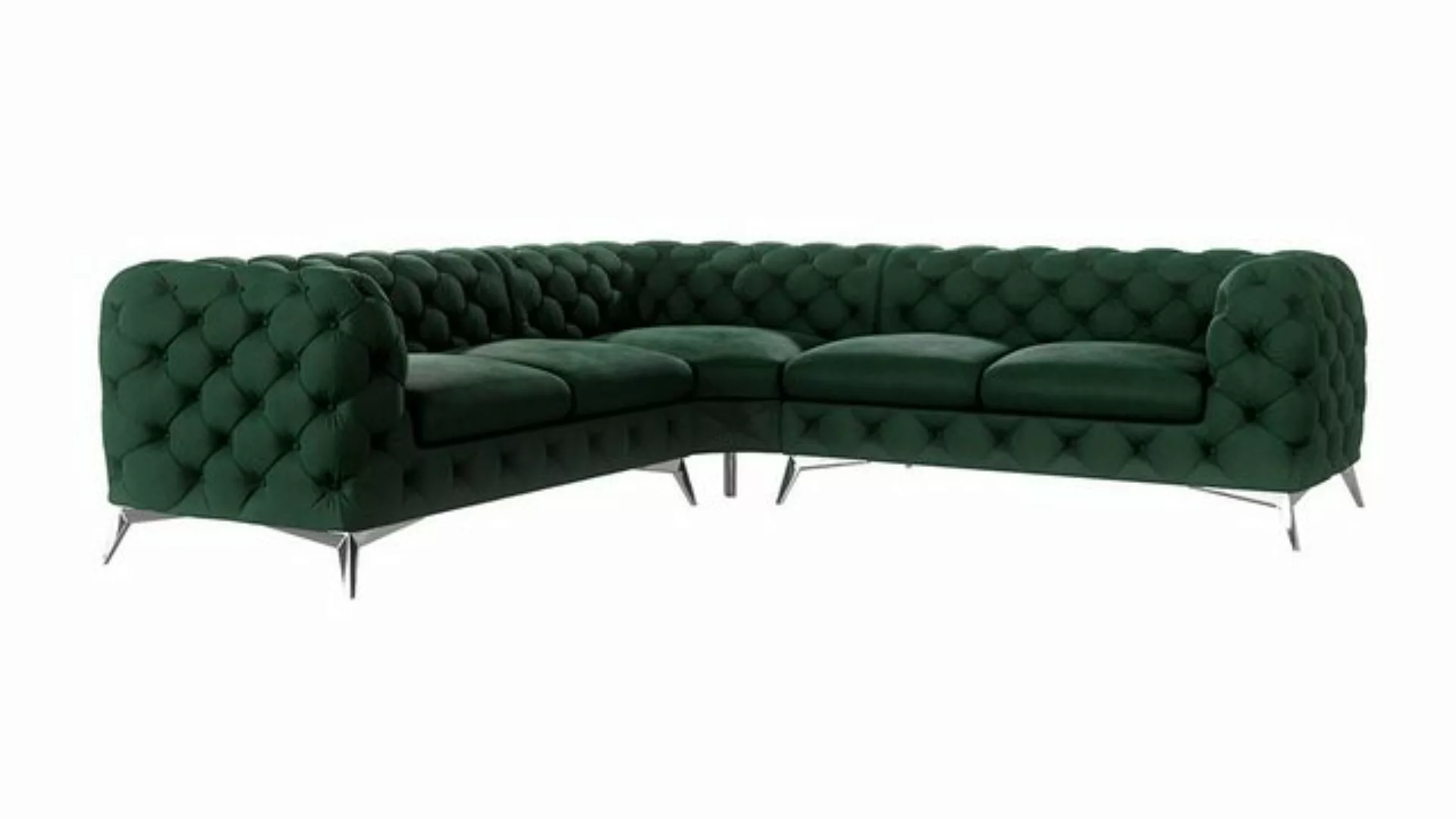 S-Style Möbel Ecksofa Chesterfield Kalina mit Silber Metall Füßen, mit Well günstig online kaufen