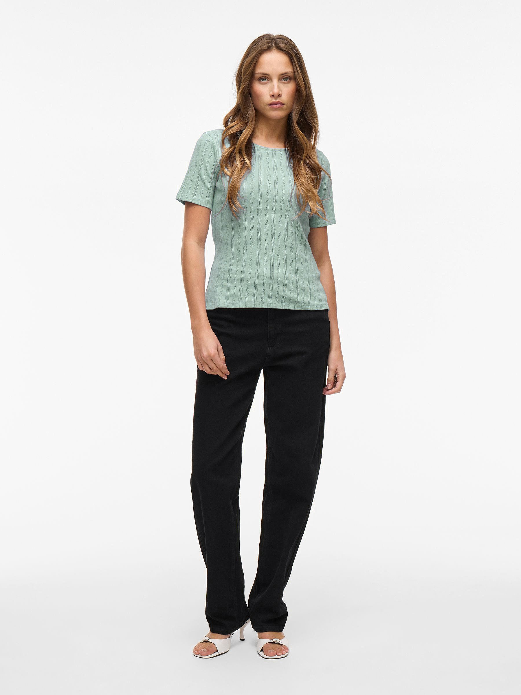 Vila T-Shirt Kurzarm-Strickshirt mit Rundhalsausschnitt und günstig online kaufen