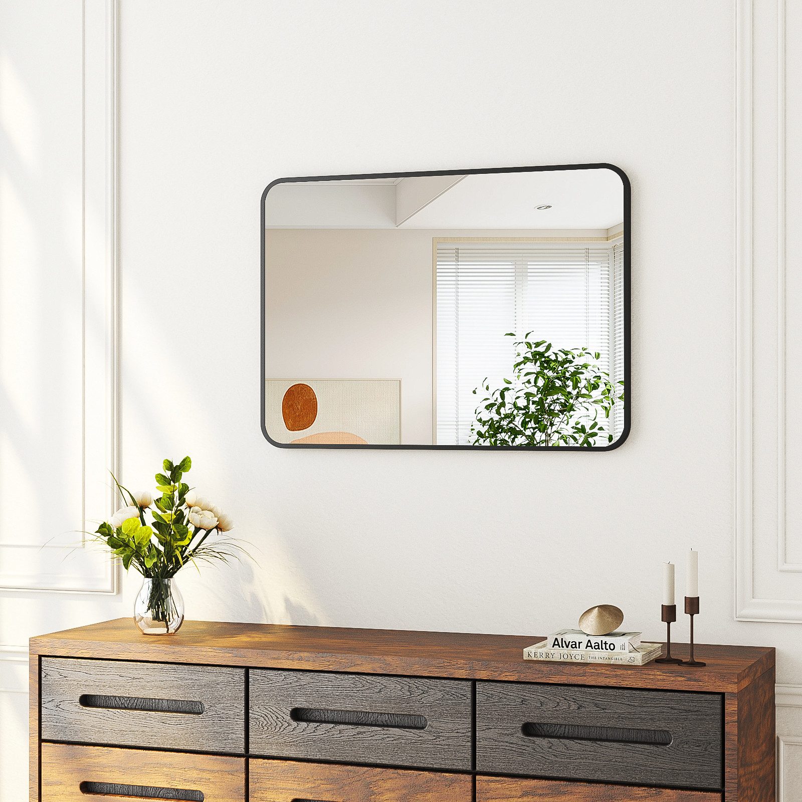 Hopibath Wandspiegel klein 40x60 rechteckig Schwarz günstig online kaufen
