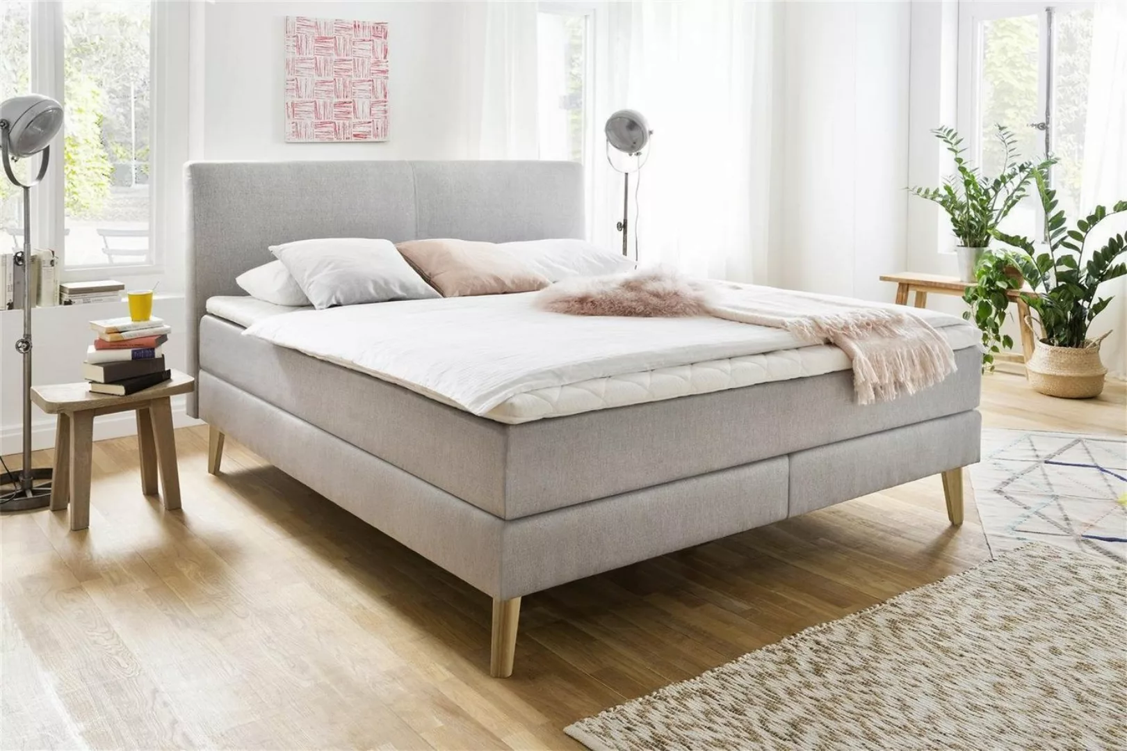 möbelando Boxspringbett Greta, eichefarbig günstig online kaufen